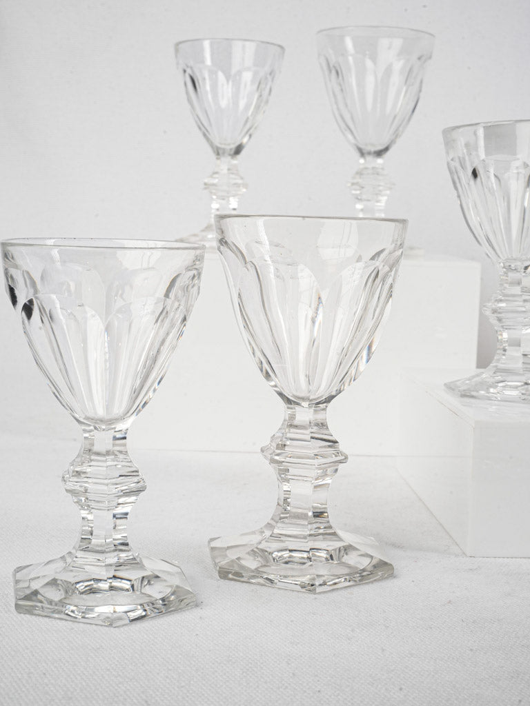 Set of Twelve Baccarat Harcourt Crystal Liqueur Glasses In Two Matching Sizes
