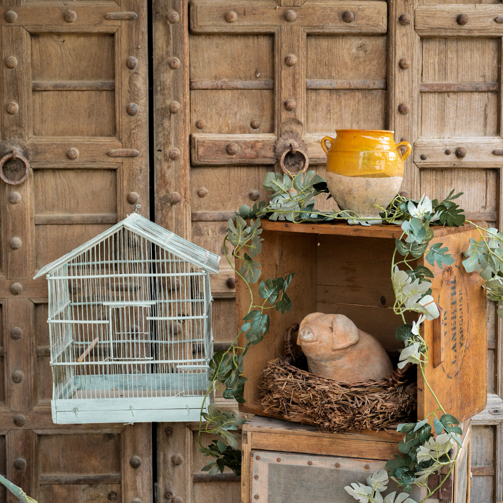 Handcrafted serene pig garden ornament