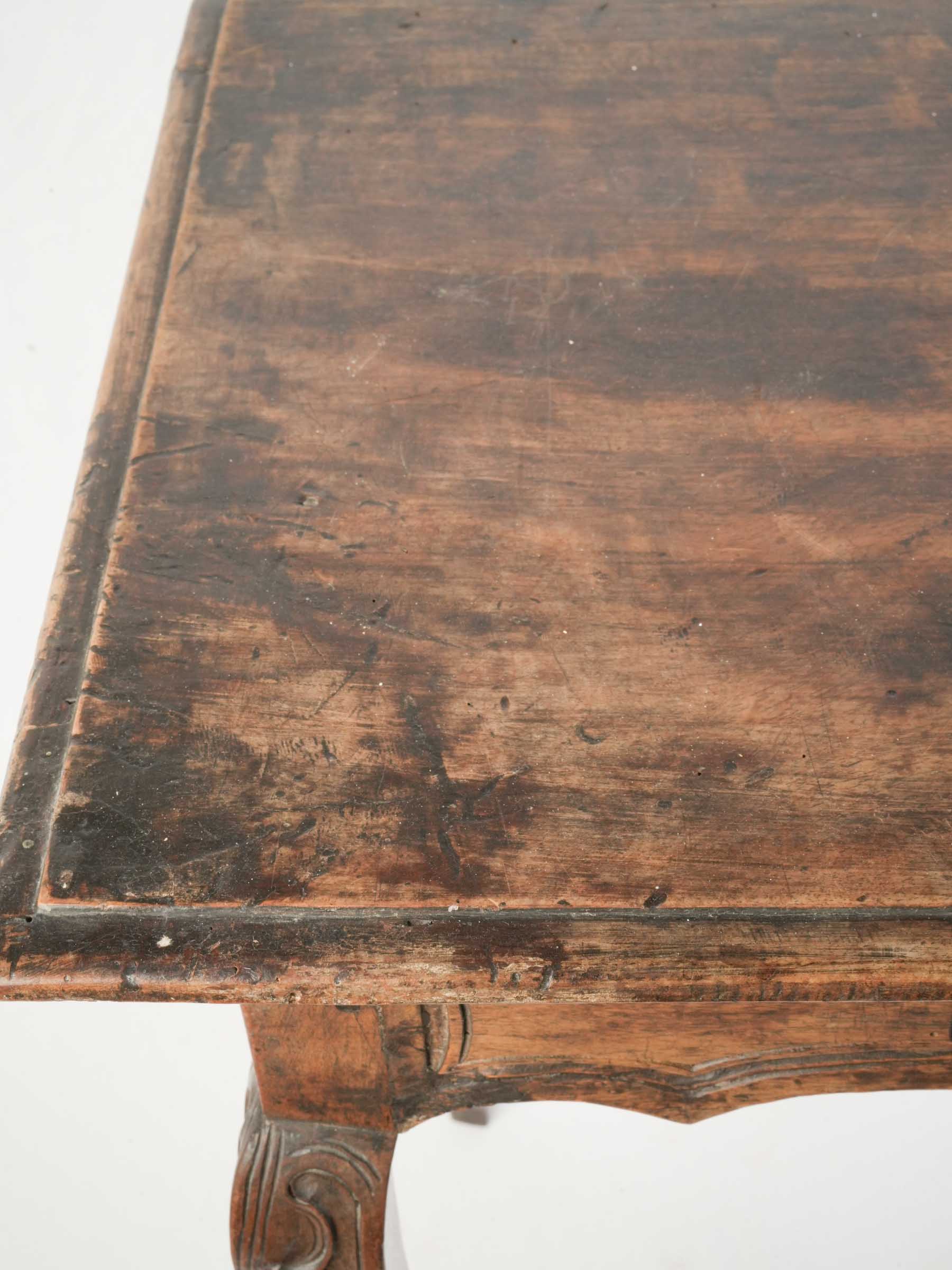 French Louis XV Carved Walnut Side Table w/ Drawer - 26"