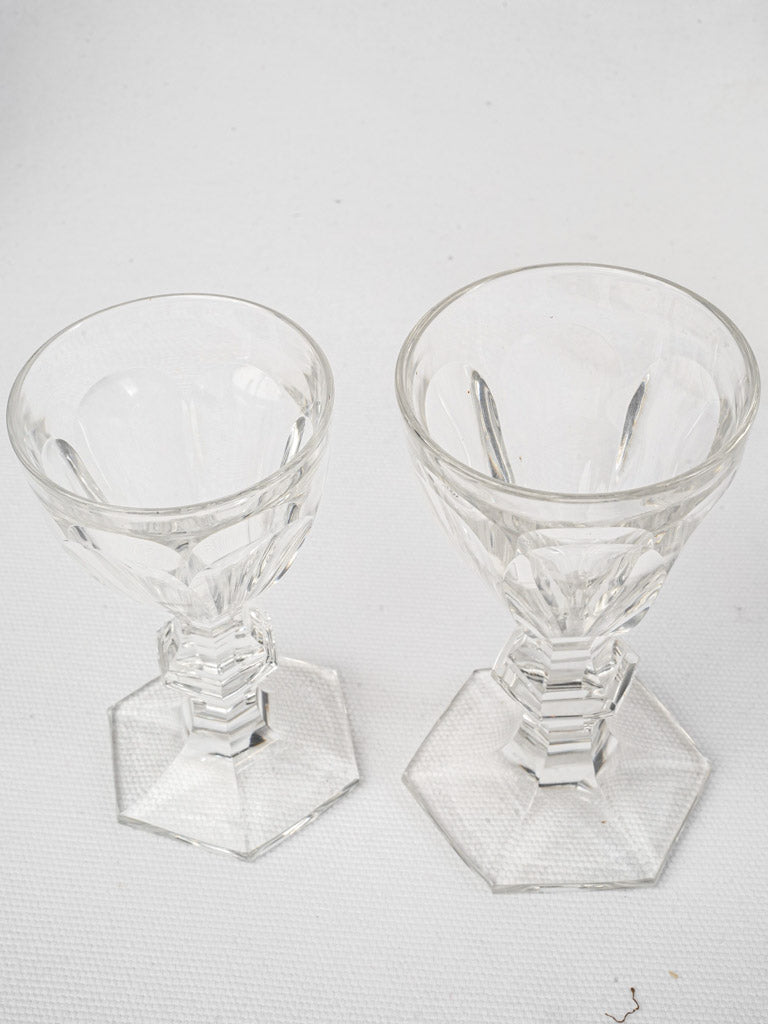 Set of Twelve Baccarat Harcourt Crystal Liqueur Glasses In Two Matching Sizes
