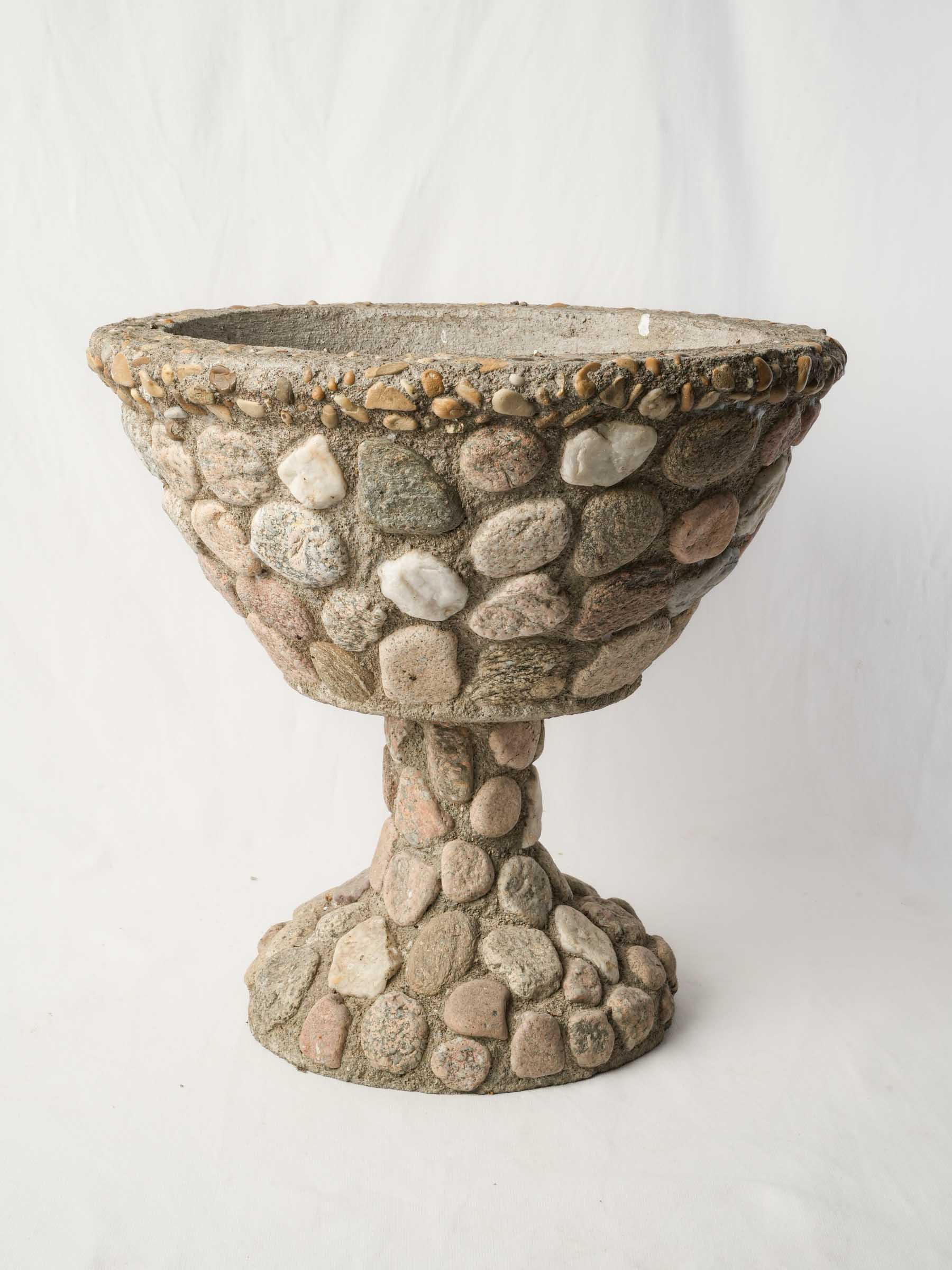 Provençal Concrete Jardinière Clad with Durance River Pebbles, 1970s - 16½"