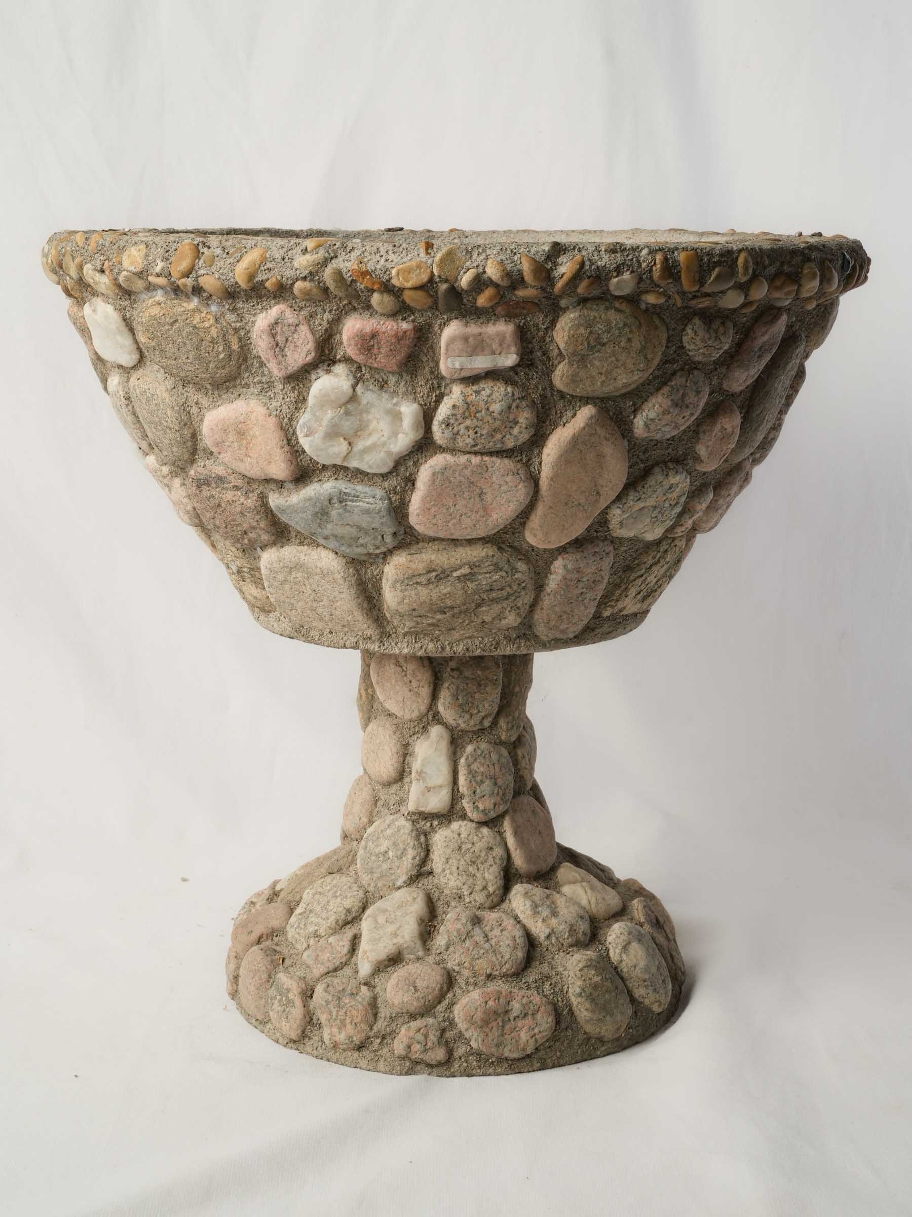 Decorative river pebbles jardinière