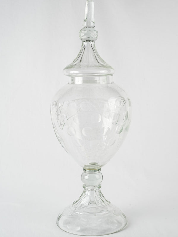Antique English lidded glass candy jar