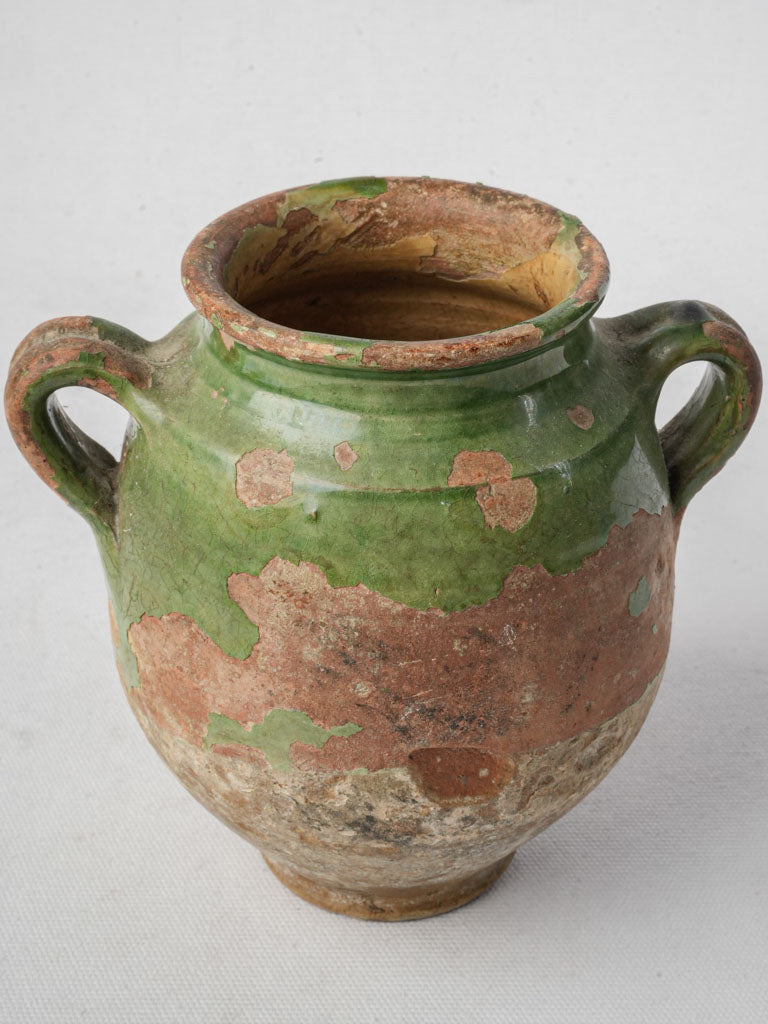 Vintage green-glazed confit pot