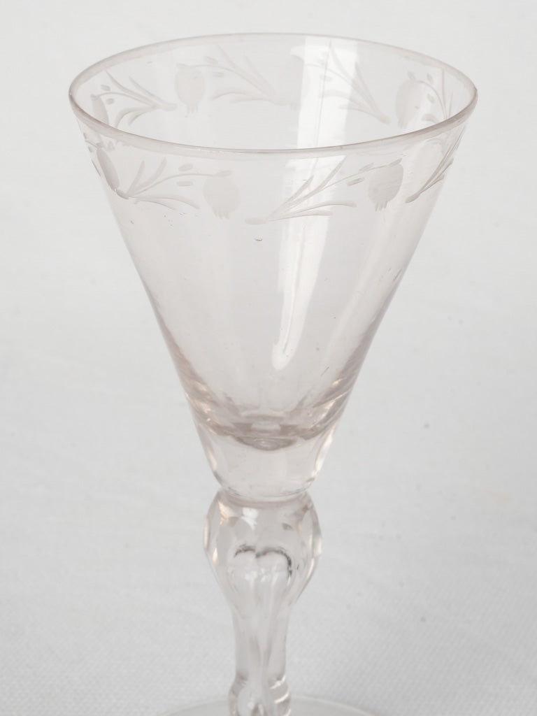 Historical artisanal floral wine glass