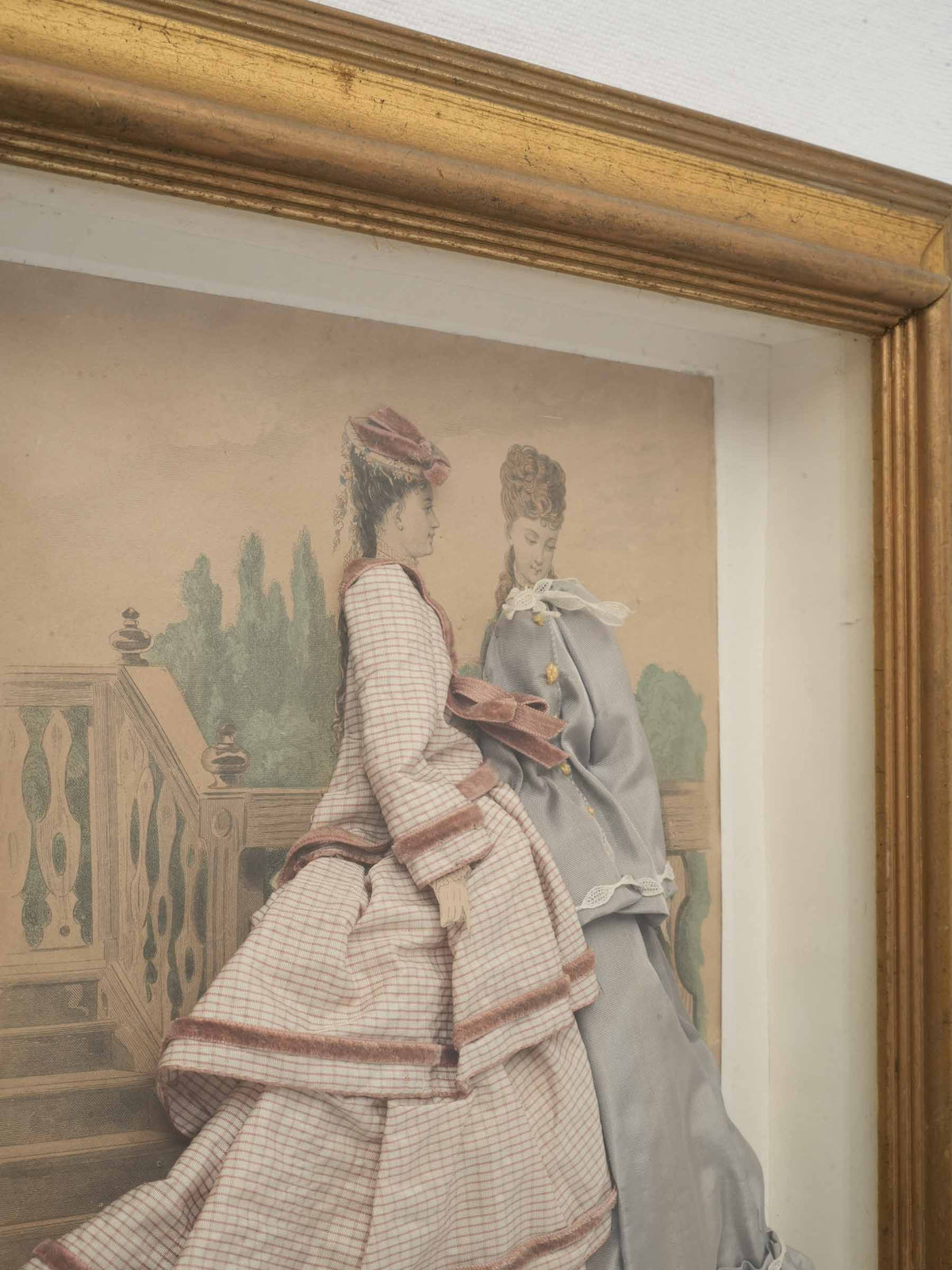 Late 19th-Century French Fabric-Embellished Fashion Plate, La Revue de la Mode - 15¼" x 13"