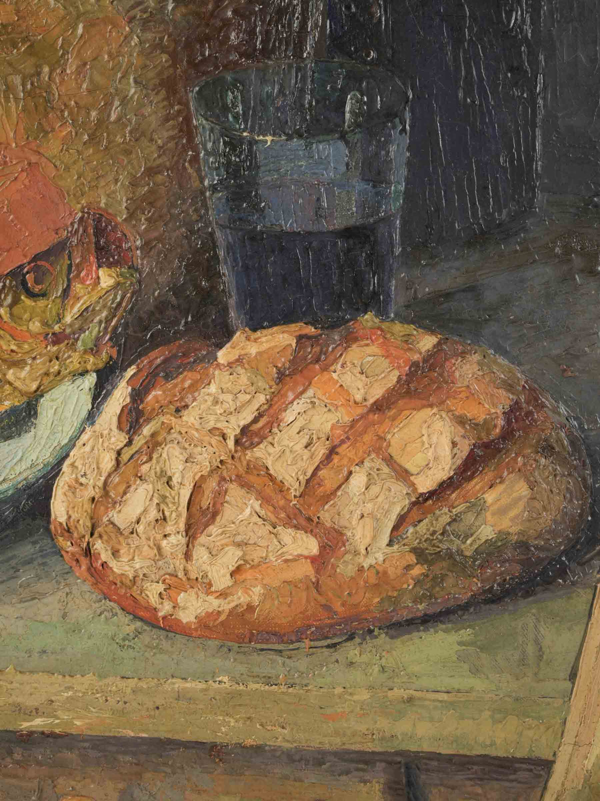 Early 20th-Century Palette Knife Oil Painting - Still Life with Artist’s Palette - 32¼" x 26"