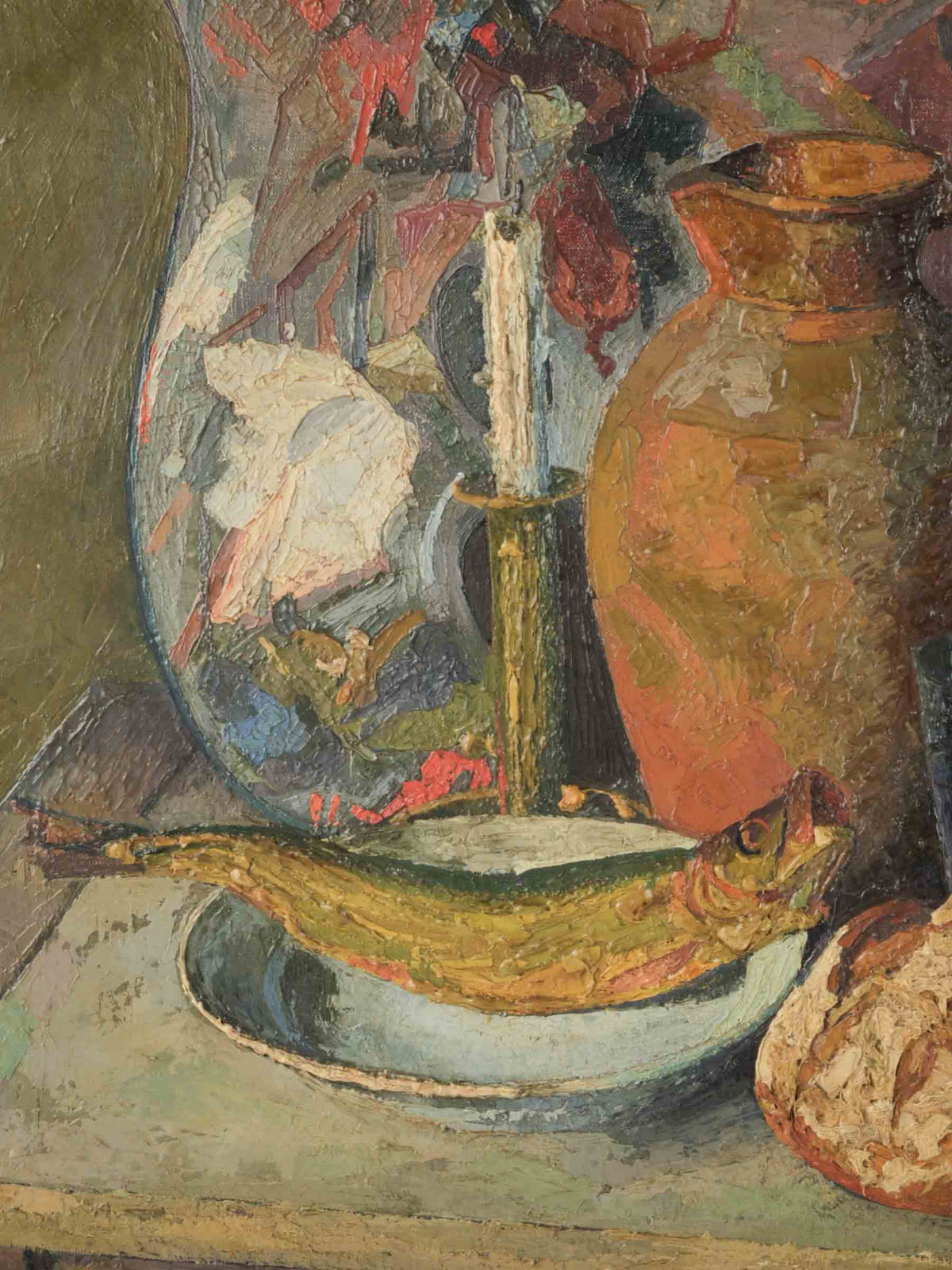 Early 20th-Century Palette Knife Oil Painting - Still Life with Artist’s Palette - 32¼" x 26"