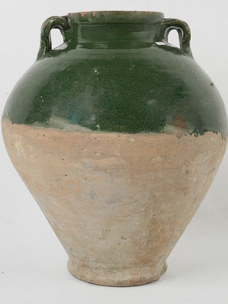 Antique French green-glazed preserving pot