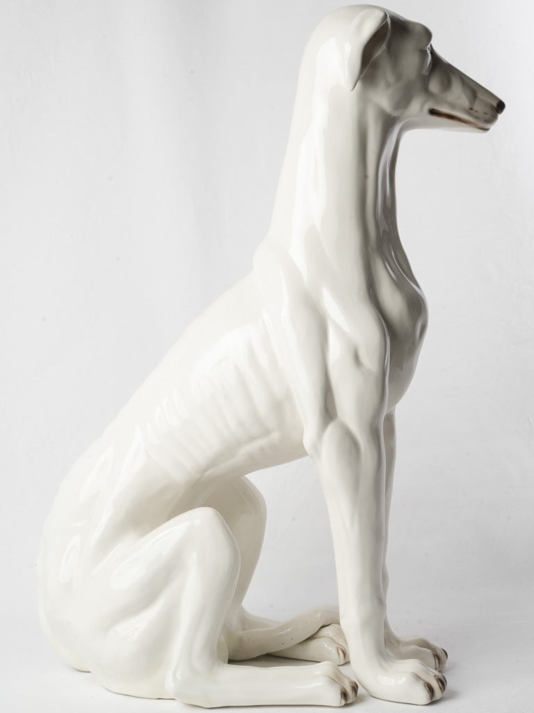 Poised Italian ceramic canine sculpture
