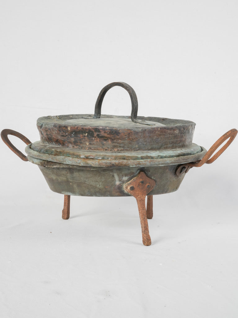 Authentic, rustic copper cooking pot