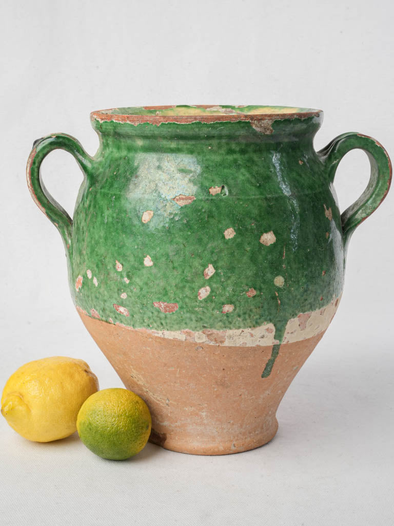 Antique French green confit pot