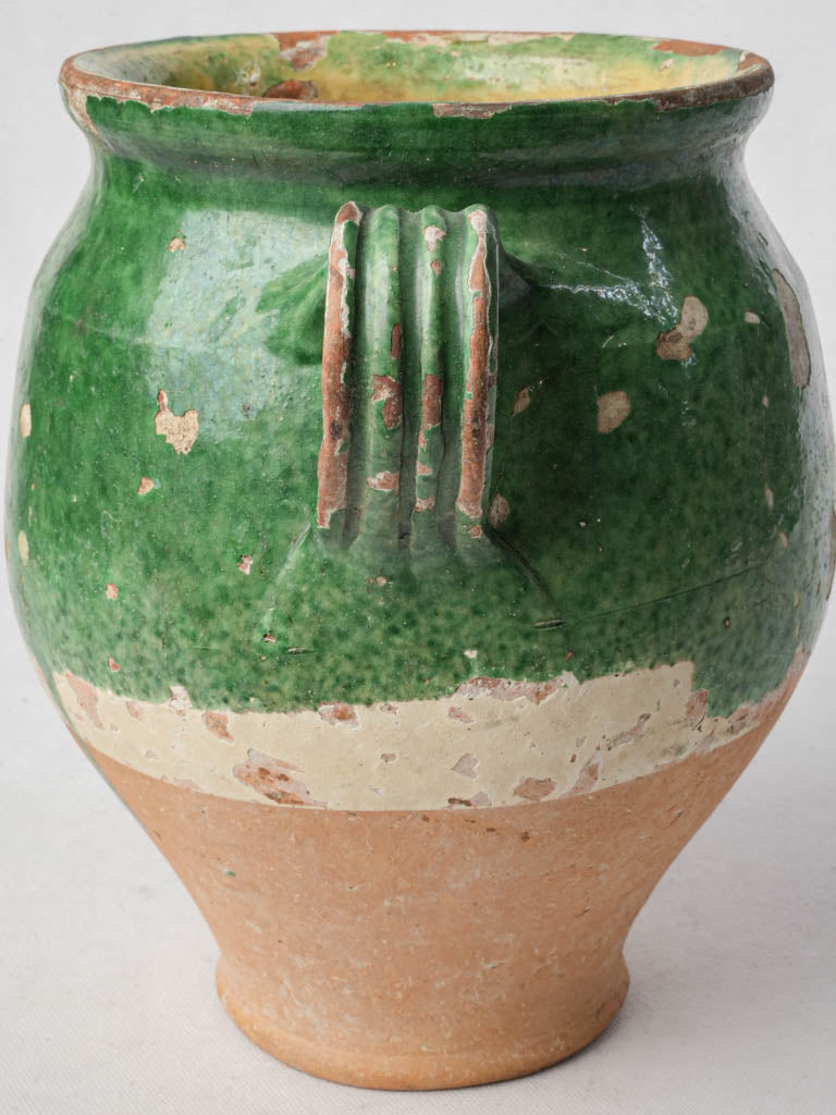 Weathered yellow interior confit pot