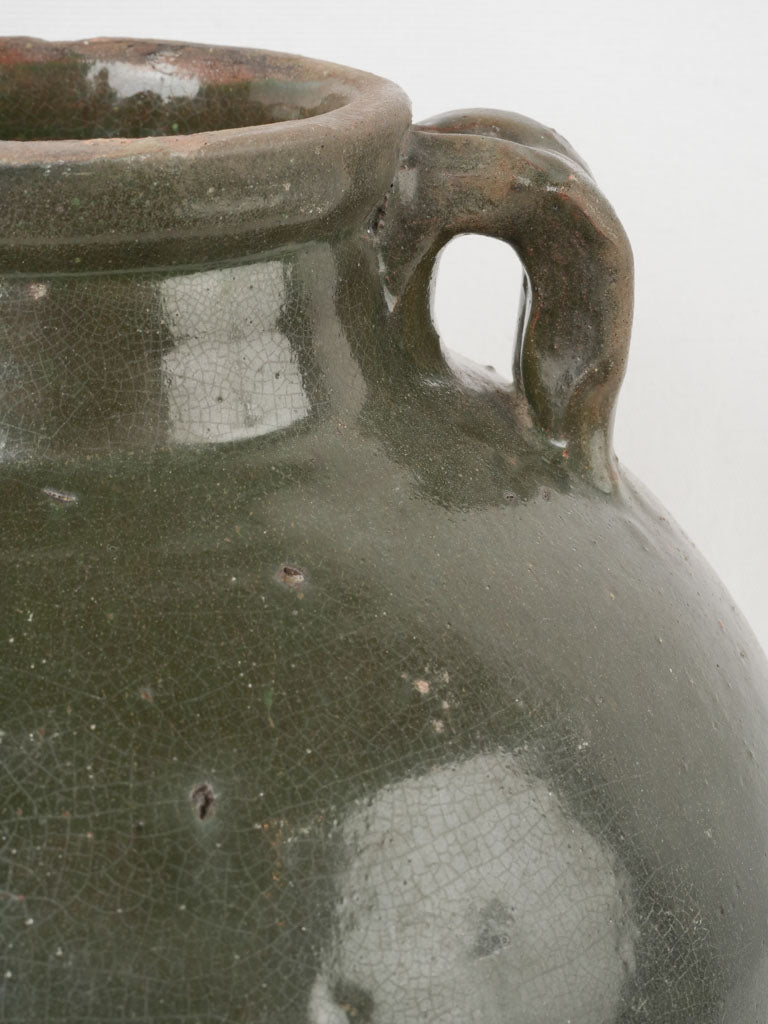 Rustic French Dark Green Pickling Jar