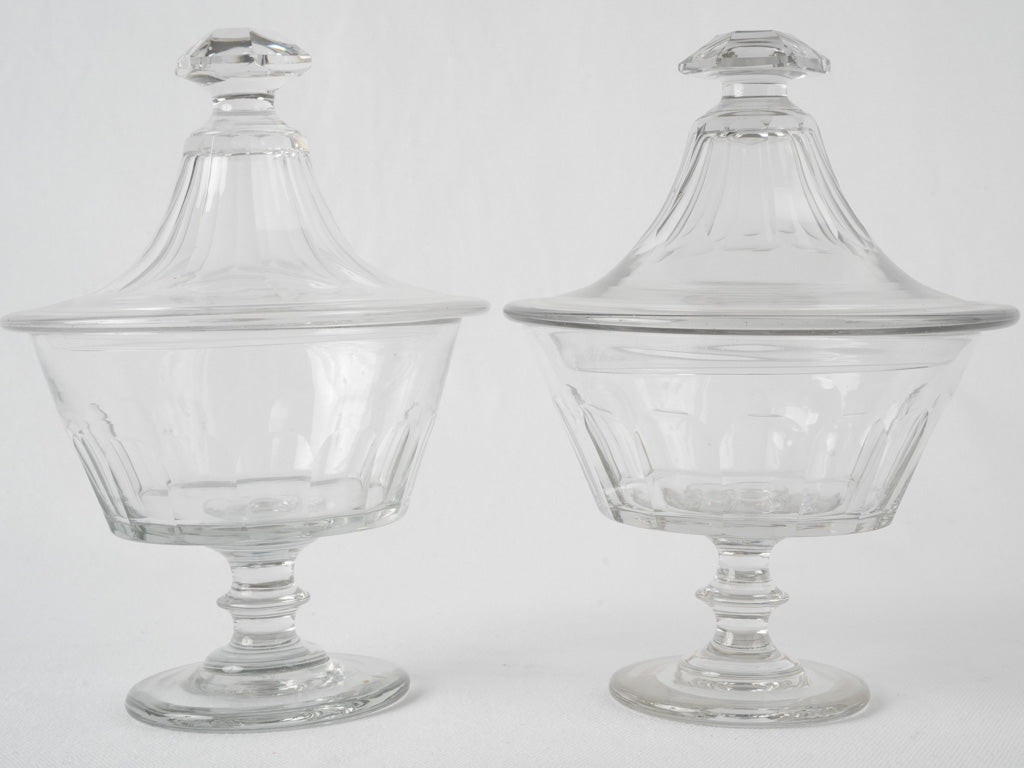 Vintage French footed crystal containers