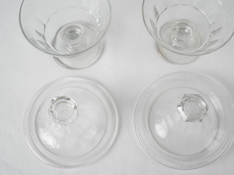 René Lalique-style ornate crystal jars