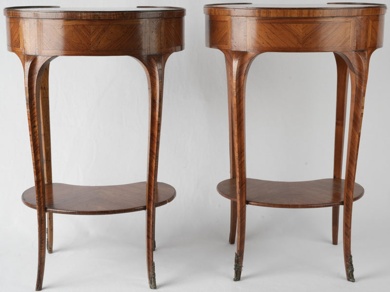 Dainty rosewood marquetry petite side tables