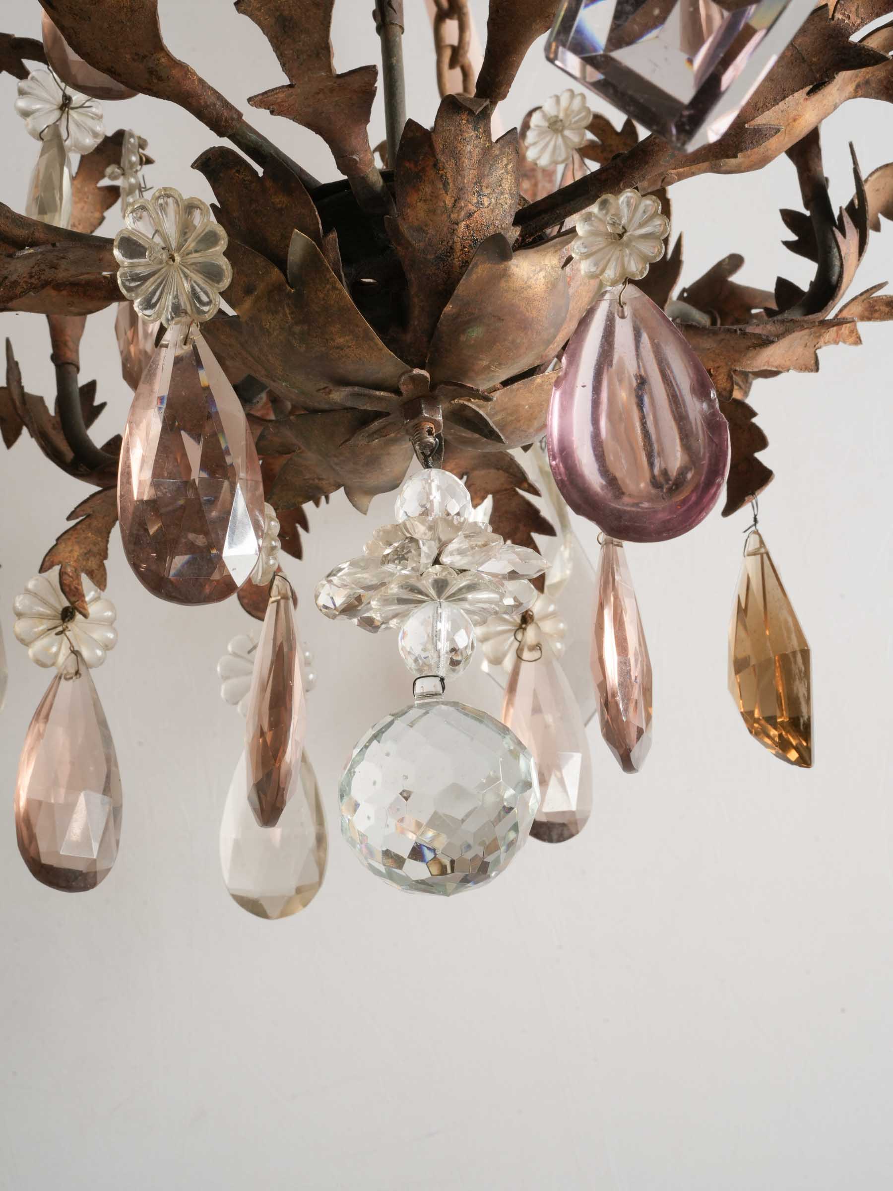 Romantic gilt tôle candle chandelier