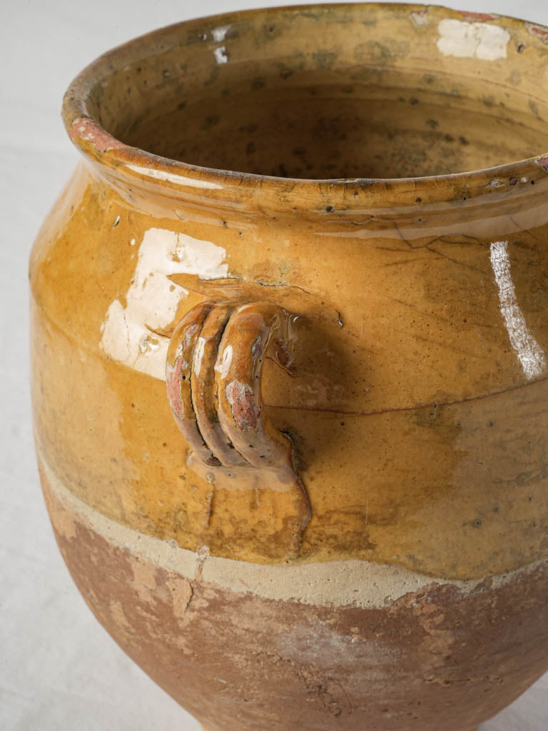 French Terracotta Confit Pot w/ Variegated Honey Glaze - 11"