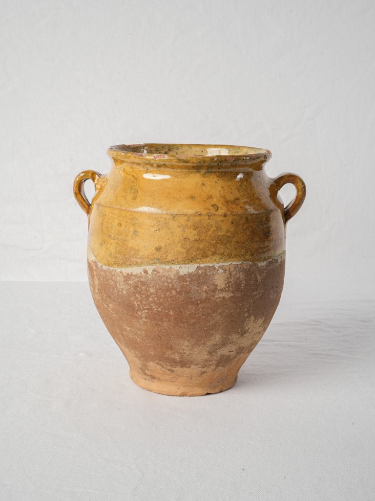 French Terracotta Confit Pot w/ Variegated Honey Glaze - 11"