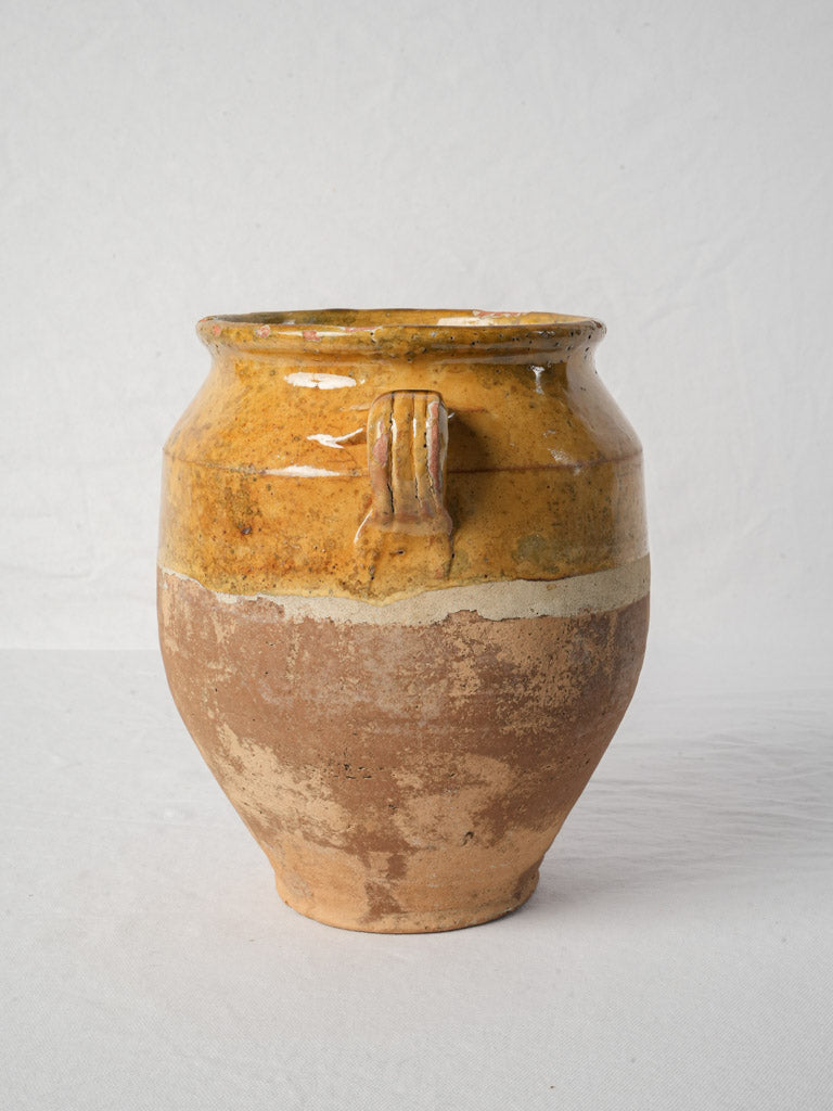 French Terracotta Confit Pot w/ Variegated Honey Glaze - 11"