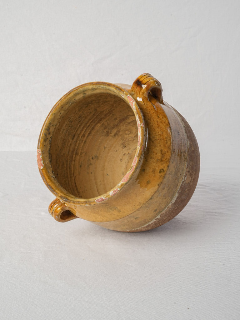 French Terracotta Confit Pot w/ Variegated Honey Glaze - 11"
