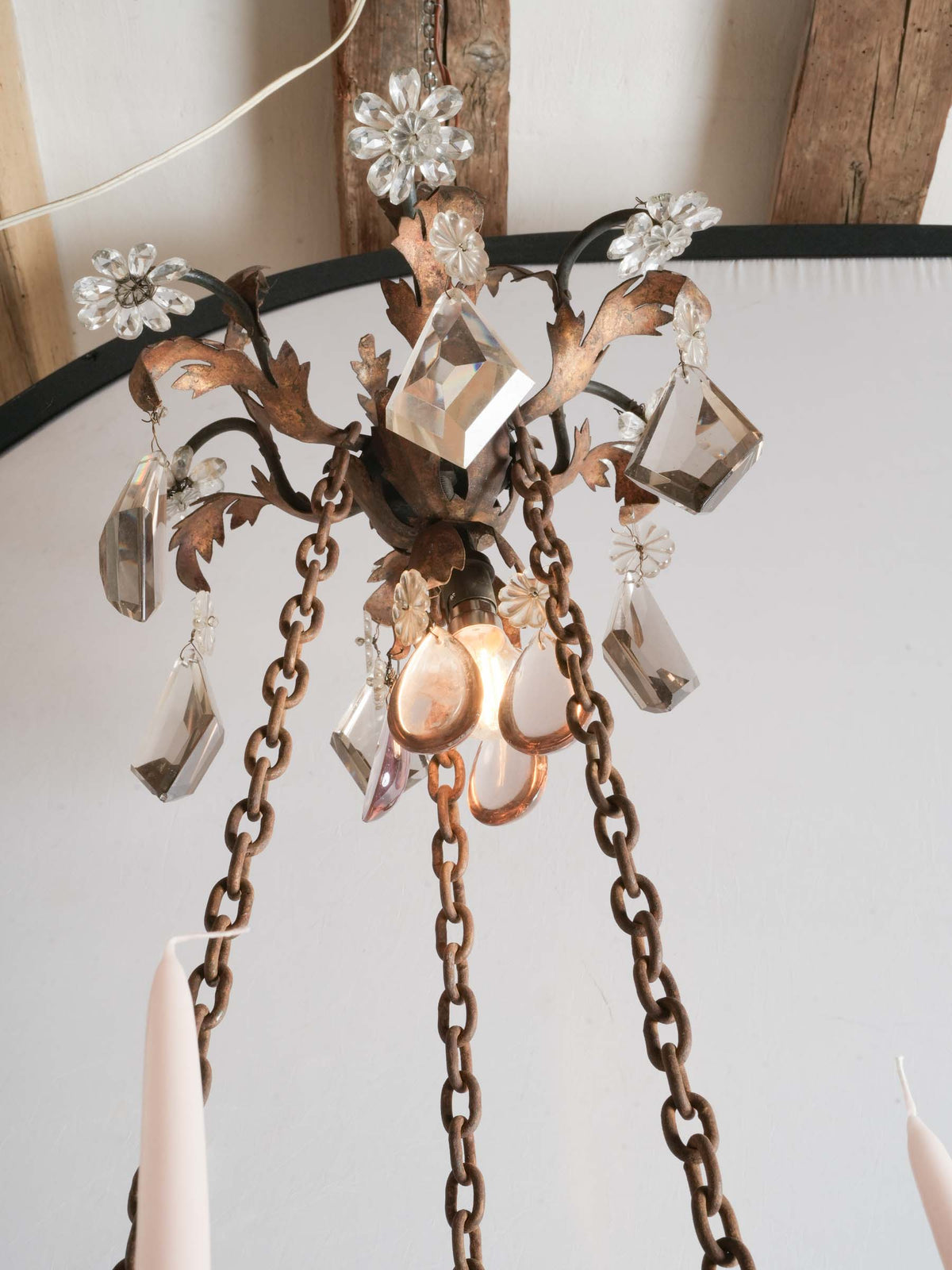 Oxidized surface antique French chandelier