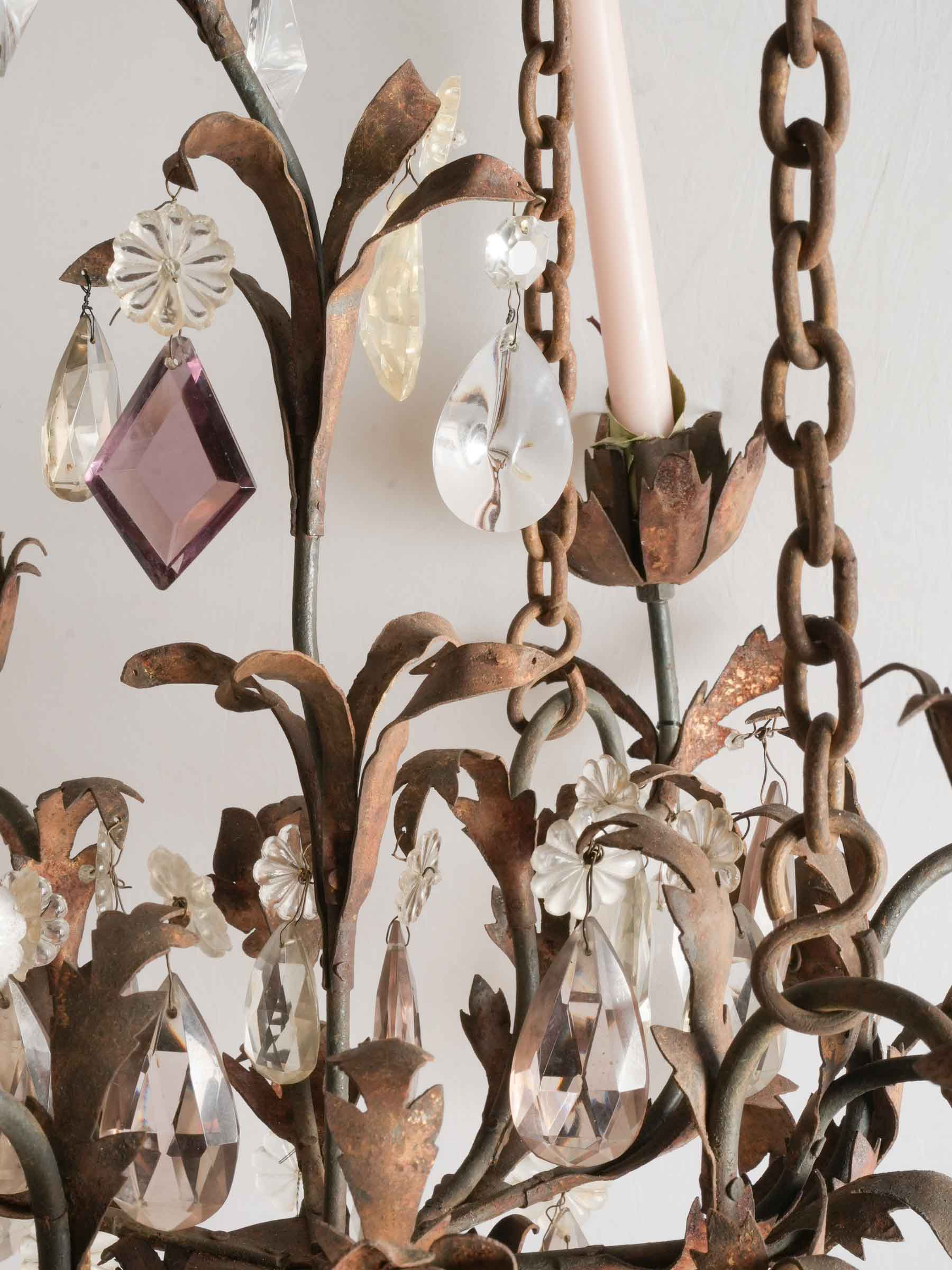 Sparkling colored crystal French chandelier