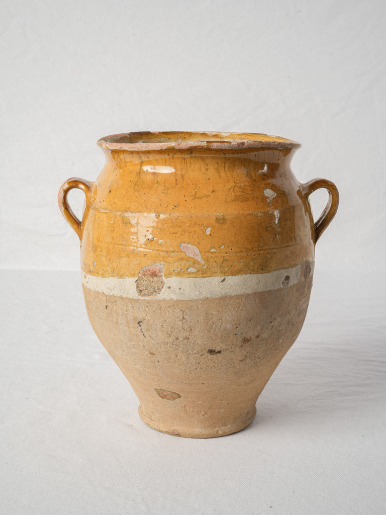 Antique French Yellow-Glazed Terracotta Confit Pot - 10¼"