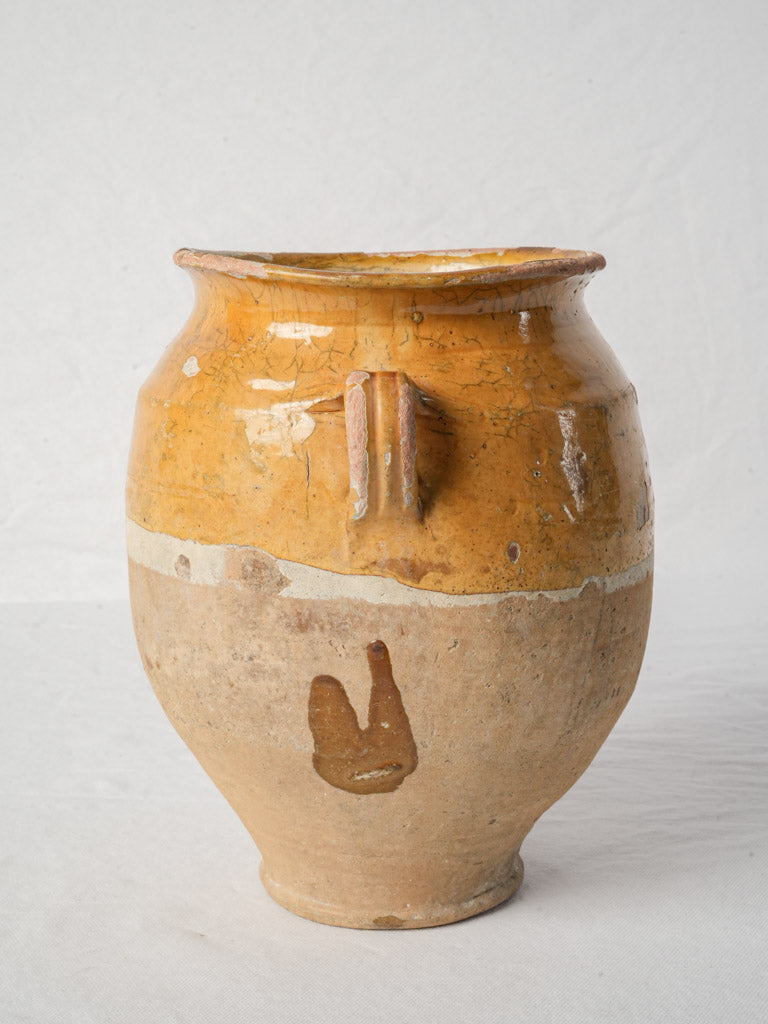 Antique French Yellow-Glazed Terracotta Confit Pot - 10¼"