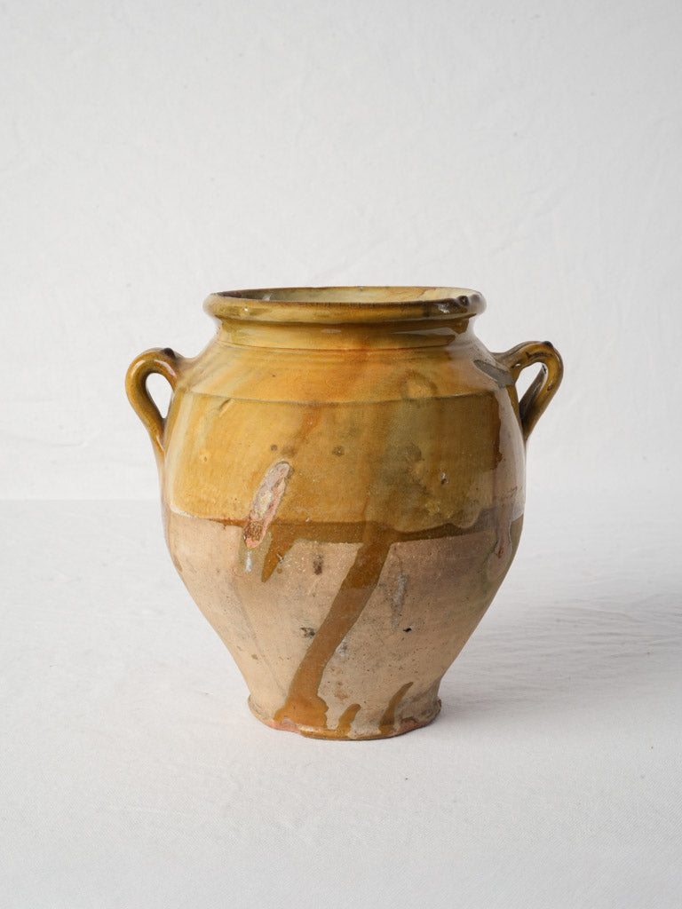 Vintage ochre-glazed pottery vessel