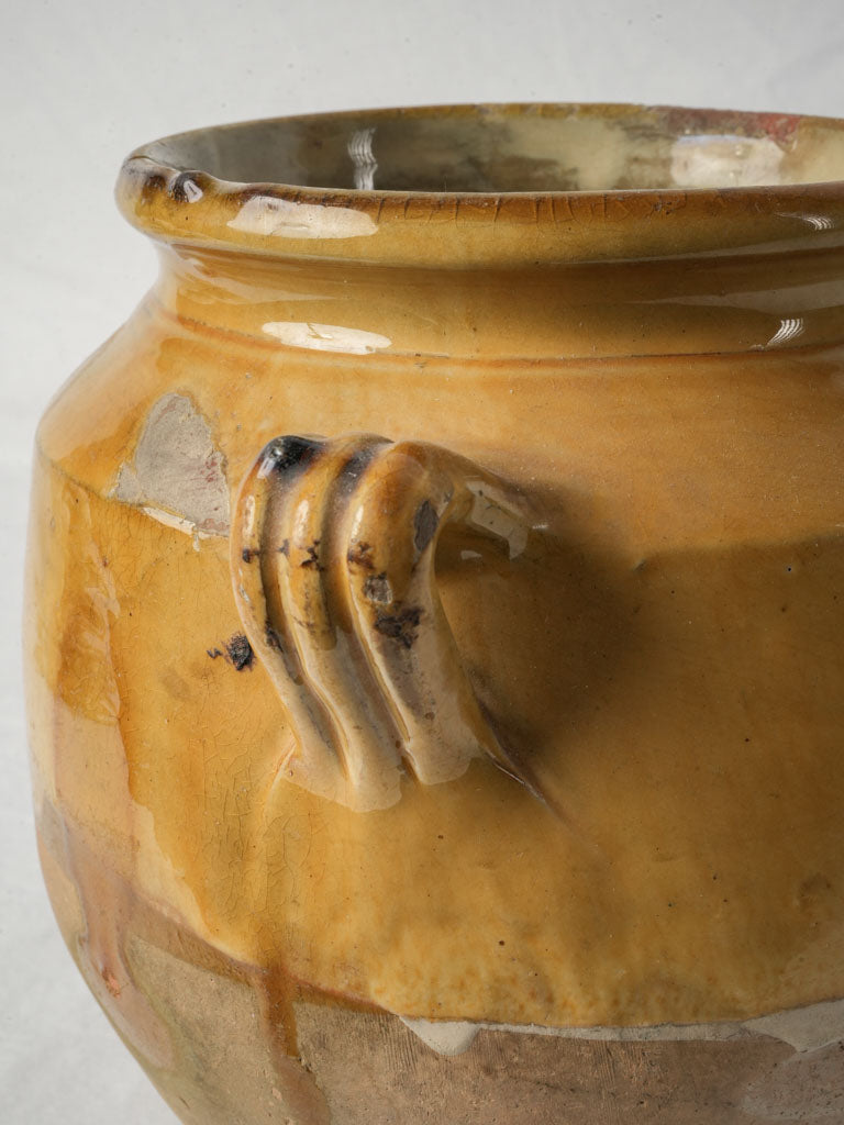 Ochre dripped antique confit pot