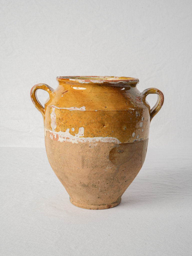 Antique French Ochre Glazed Terracotta Confit Pot - 11¾"