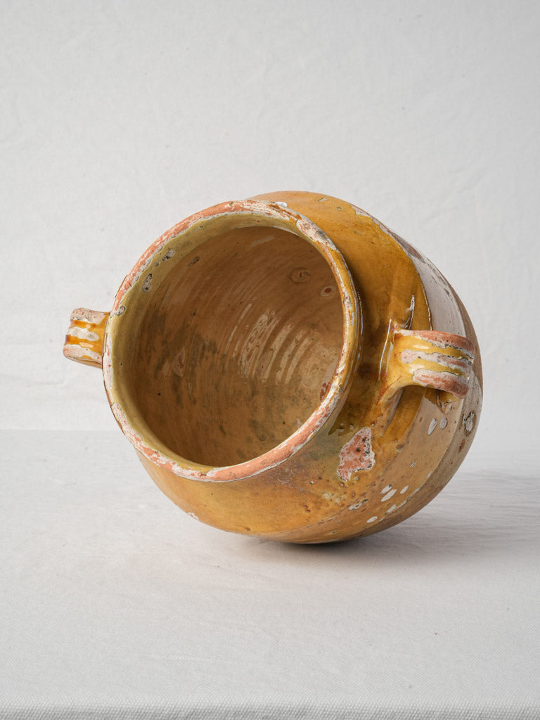 Antique French Ochre Glazed Terracotta Confit Pot - 11¾"