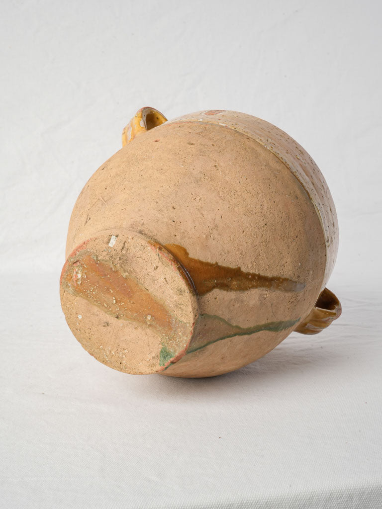 Antique French Ochre Glazed Terracotta Confit Pot - 11¾"
