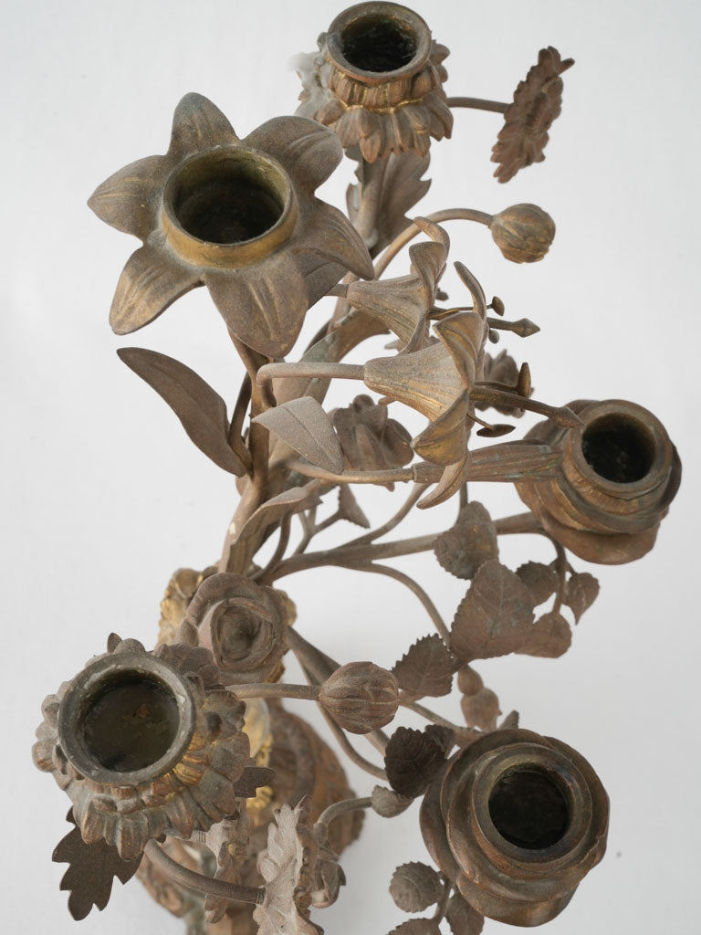 Antique French marble base floral candelabra