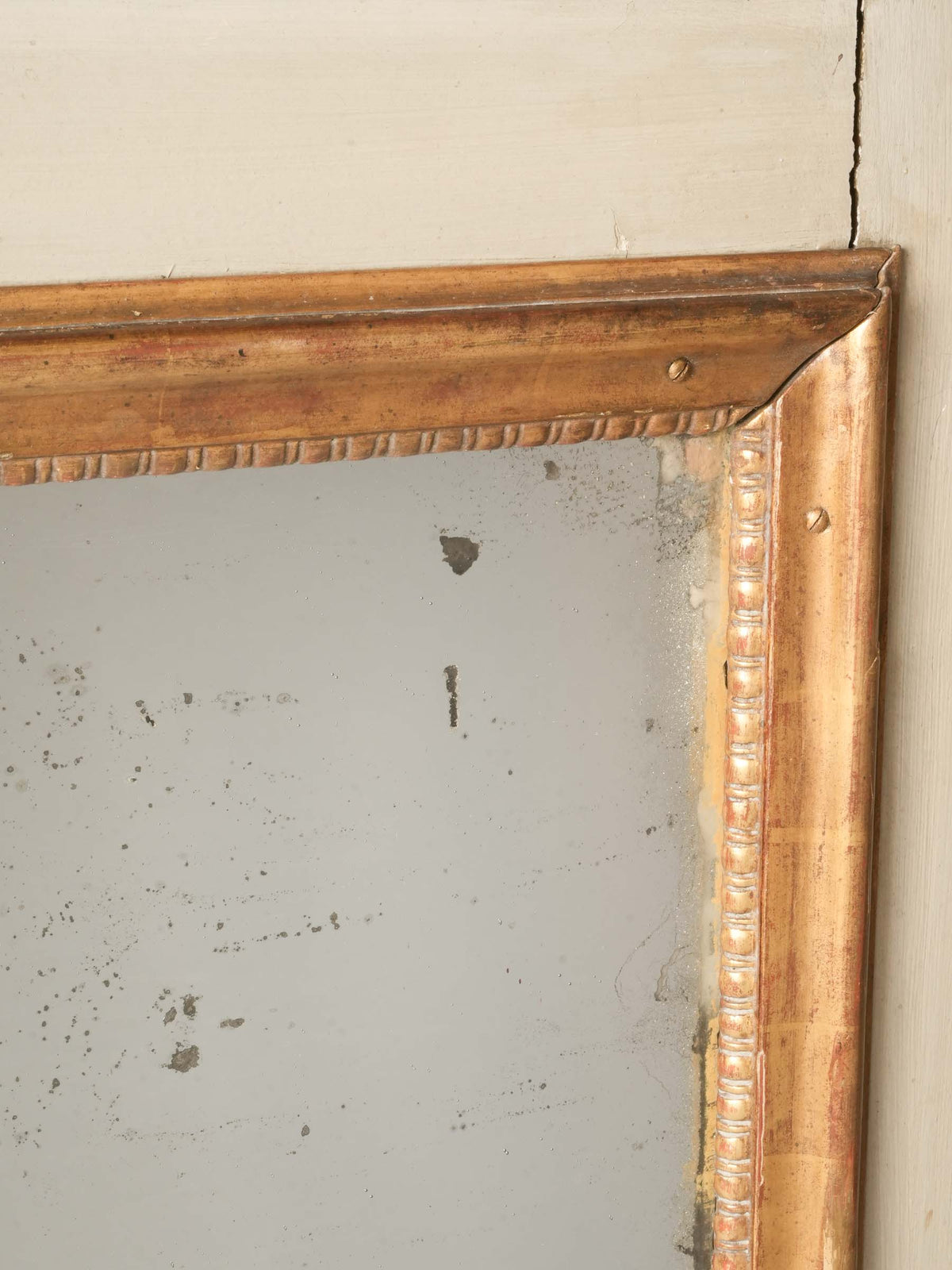Antique French Trumeau Mirror with a Painted Scene of Children at Play - 71¾" x 40¼"