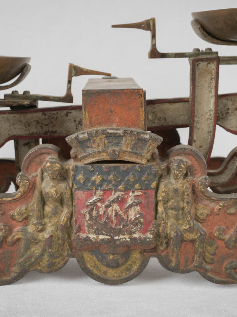 Detailed antique French merchant weigh machine