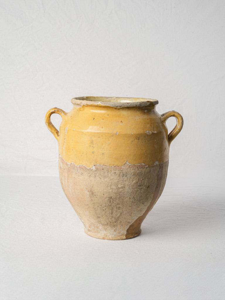 Rustic yellow glazed confit jar