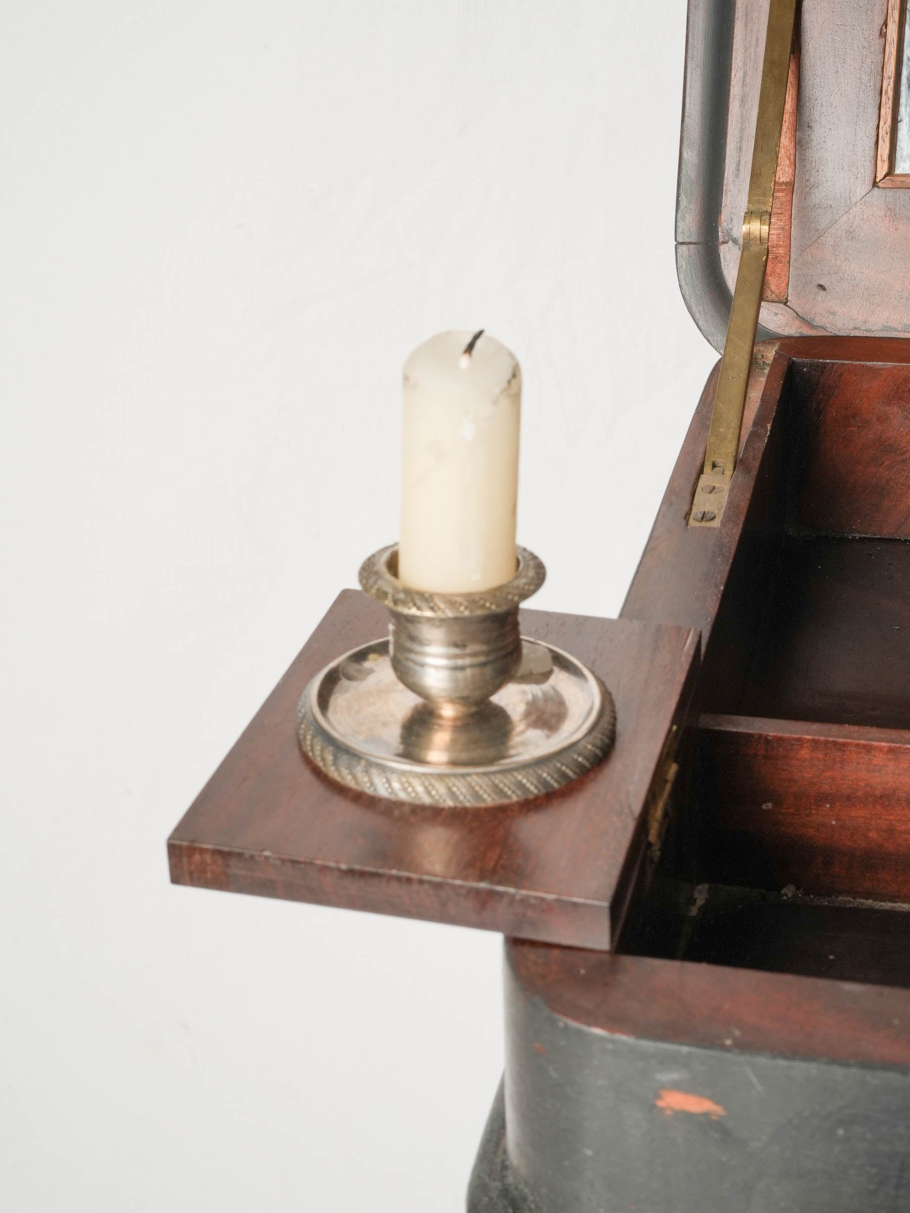 Antique French Mahogany Travailleuse with Painted Maritime Decoration, c. 1860 - 29¼"