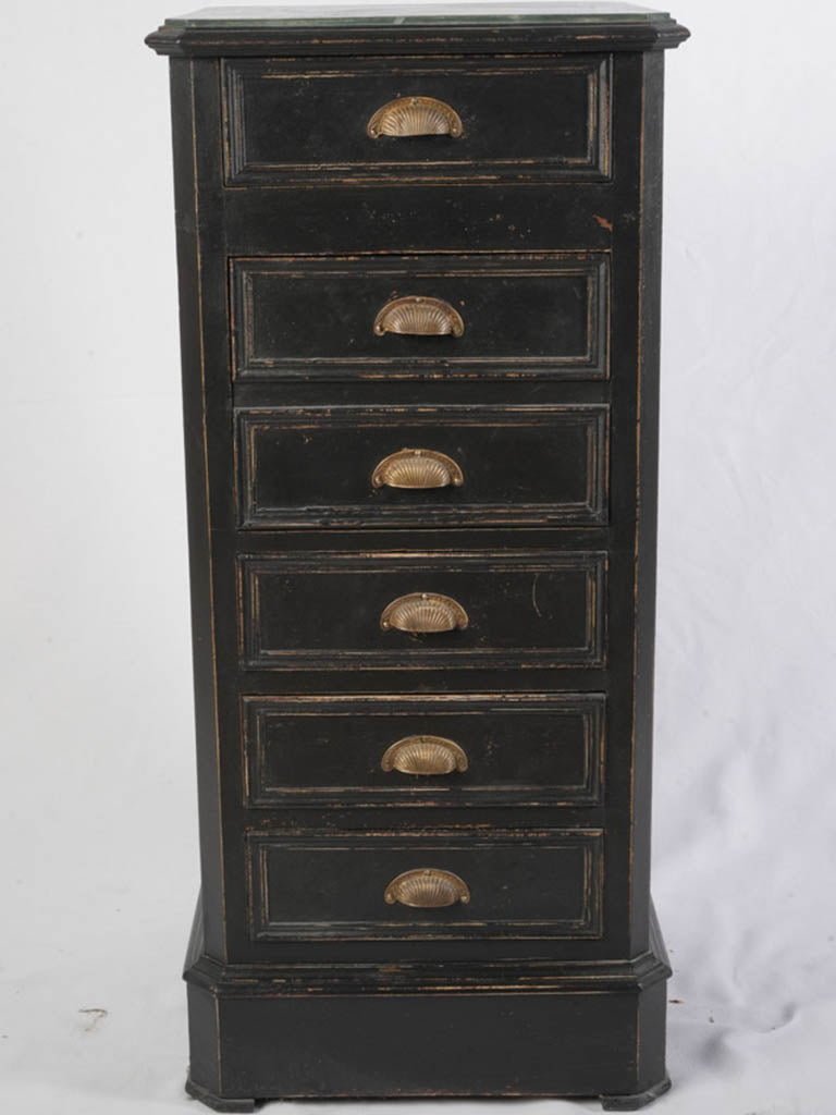 Antique black-painted bedside cabinet