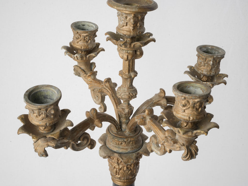 Ornate Pair of Mid-19th Century Napoleon III Bronze Candelabra - 25¼"