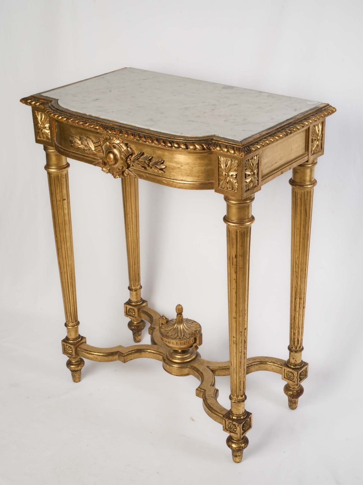 Small 19th-Century Giltwood Console Table with White Marble Top - 36¼" x 28¼"
