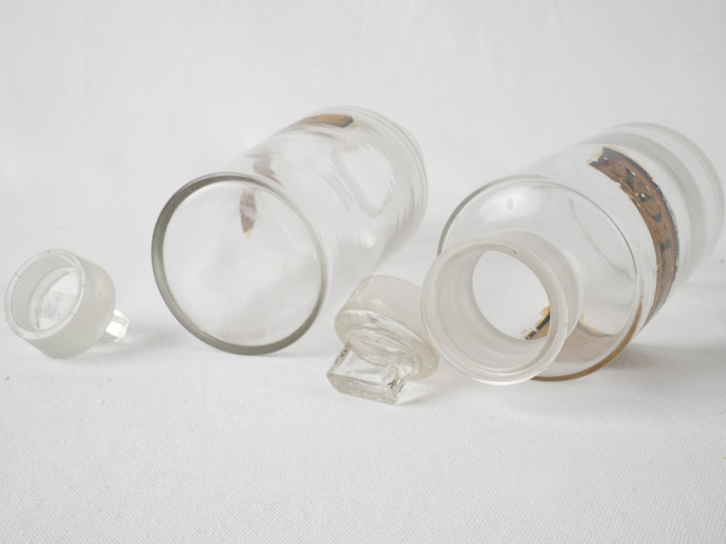 Authentic French glass apothecary medicine containers