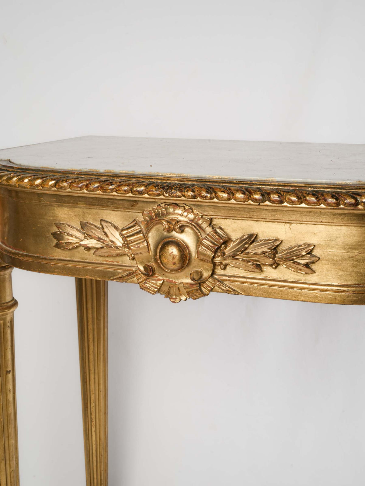 Small 19th-Century Giltwood Console Table with White Marble Top - 36¼" x 28¼"