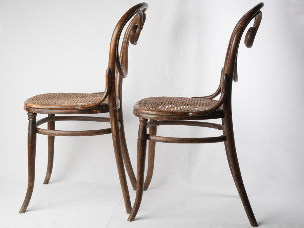 Graceful Pair of Bentwood Café Chairs with Heart-Form Backs Circa 1900