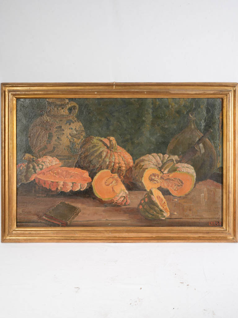 Vintage oil painting on wood