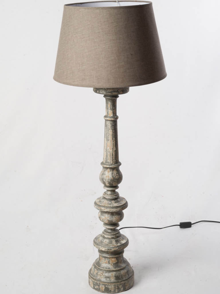 Elegant distressed wood table lamp