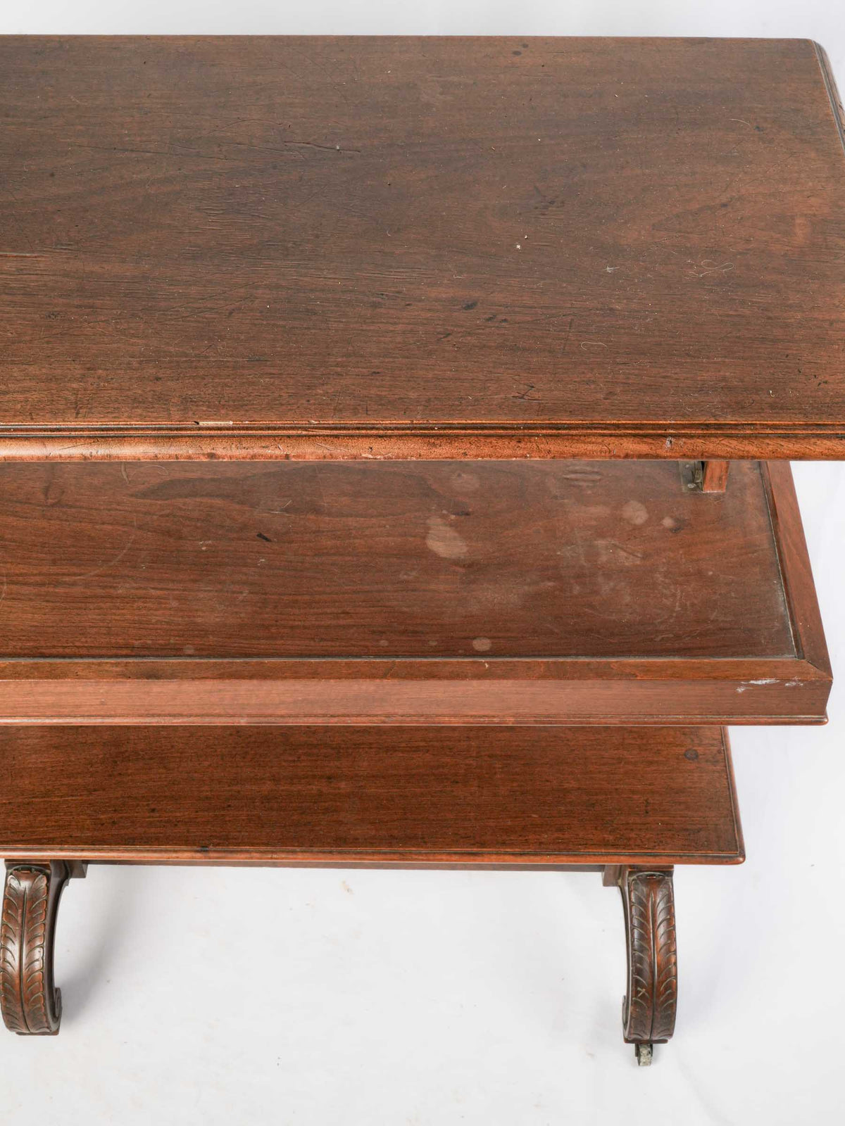 19th-Century Metamorphic Three-Tier Wooden Serving Table on Casters