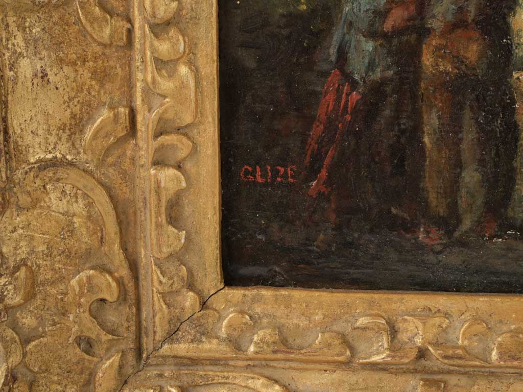 Warm, lively oil painting - 19th-century tavern